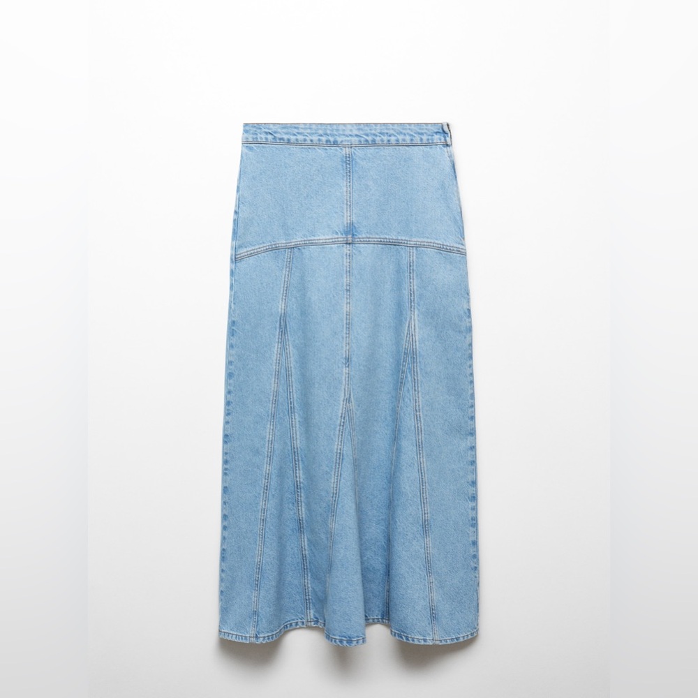 Mango Long Denim Skirt with Seams